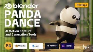 Panda Dance Blender Tutorial: P4-AI Mocap and Genertion | Plask Rokoko Mootion Mixamo Tools