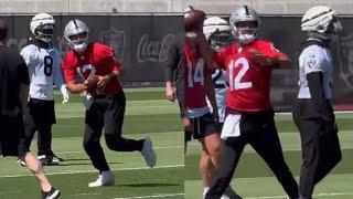 AIDAN O’CONNELL THROWS ON THE RUN IN OTAs; SHOWS ZIP & ACCURACY WHILE COMPETING WITH MINSHEW FOR QB1
