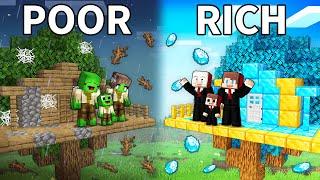 Mikey Family POOR vs JJ Family RICH Treehouse Battle in Minecraft (Maizen)