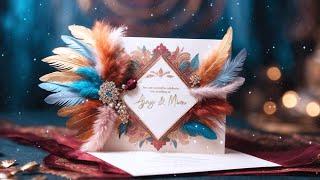 Beautiful 3D Feather Wedding Invitation Card Slideshow After Effects Template