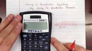 Solving a quadratic equation using the quadratic formula