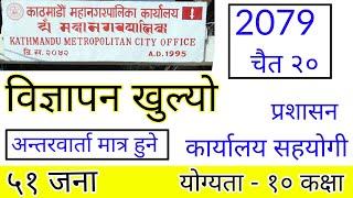 काठमाडौं महानगरपालिकामा जागिर खुल्यो direct अन्तरवार्ता | kathmandu mahanagarpalika vacancy 2079