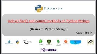 index()  rindex()  find() rfind() and count() methods for Python strings | Video - 26