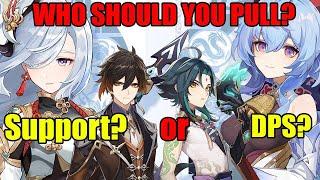 who should YOU roll on in 2.4 Genshin Impact shenhe? zhongli? xiao? or ganyu?