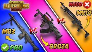 MG3 vs GROZA vs MK14 (Ultimate Weapon Comparison) in PUBG MOBILE & BGMI Tips & Tricks Guide/Tutorial