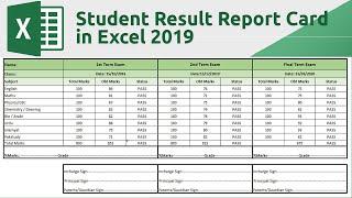 how to create Student Result Report Card in Excel 2019