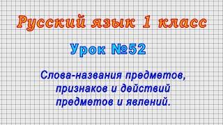 Русский язык 1 класс (Урок№52 - Слова-названия предметов, признаков и действий предметов и явлений.)