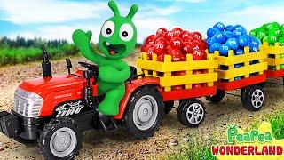 Pea Pea Drive on Colorful M&M Candy Truck - Video for kids - PeaPea Wonderland