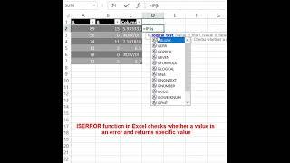 ISERROR function in Excel #shorts #excel #function #iserror