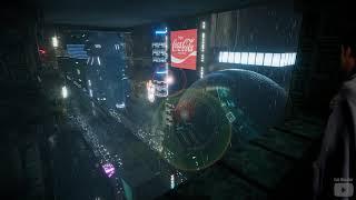 ASMR Blade Runner Balcony Cyberpunk City Rain Sound Ambience 7 Hours 4K - Sleep Relax Focus Chill
