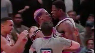 Dennis Rodman vs Patrick Ewing FIGHT After Dirty Cheap Shot (03/09/1997)