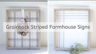 DIY Grainsack Striped Farmhouse Wooden Signs