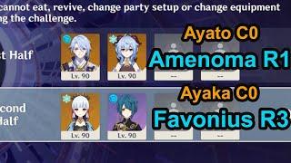 Ayato C0 Amenoma R1 & Ayaka C0 Favonius R3 spiral abyss 2 6 floor 12 genshin impact