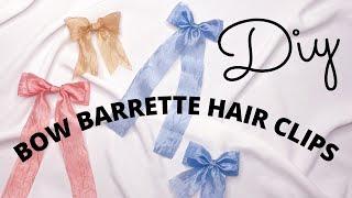DIY. beautiful barrette hair bow clips tutorial, how to make double bow hair ribbons