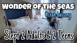 Stateroom 11614 room tour Wonder Of The Seas, ocean balcony view (pull out couch)
