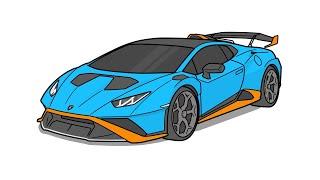 How to draw a LAMBORGHINI HURACAN STO / drawing lambo huracan 2020 sports car