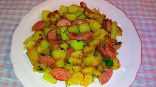 Çox asan sosiska kartof yeməyi.Sadəcə 15dəqiqəyə hazırlaya bilərsiz.sausage potatoes.सॉसेज आलू