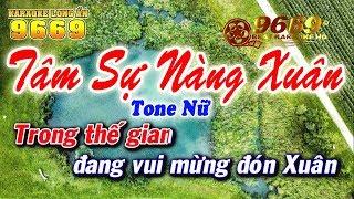 Karaoke Tâm Sự Nàng Xuân - Tone Nữ | Karaoke Long Ẩn 9669 | Nhạc xuân 2018