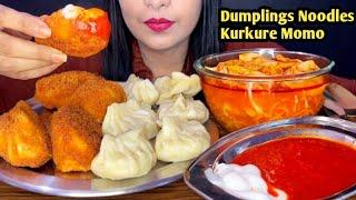 Eating 3 Different Momo With Spicy Fire Noodles | Kurkure Momos Challenge | Soupy Noodles Challenge