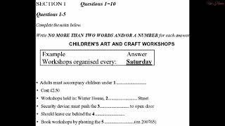 Children's art and craft workshops listening with answer key by spotlight of ielts