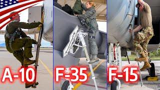 Amazing Retractable Ladder Mechanisms: Boarding US Fighters & Attack Aircraft