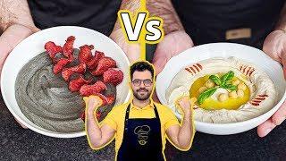 Hummus Challenge | حمص بطحينة سوداء Vs حمص بطحينة المطعم | تحدي الاكلات العصرية