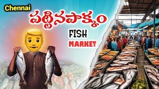 Pattinapakkam Fish Market | Marina Beach | Fresh Seafood | Chennai | Fresh Fish Market | Telugu Vlog