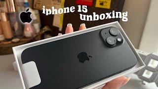 iphone 15 [unboxing]  (black, 128 gb) | aesthetic set-up + accessories | camera test & review