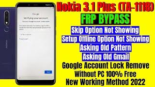 Nokia 3.1 Plus (TA-1118) Frp Bypass Without Pc 100% Free || How To Bypass Frp Lock Nokia 3.1 Plus