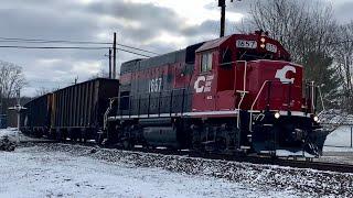 This Is What Happens When Heavy Trains Meet Steep Grades!  CSX Train With Straps Dragging Up Grade!