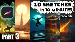 10 Sketches In 10 Minutes - PROCREATE Edition | Part 3 | Digital Speed Paint Timelapse | Concept Art