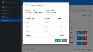 Online Student Result System in PHP My SQL with source code