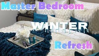 MASTER BEDROOM WINTER REFRESH #glamhomedecor #masterbedroommakeover #decoratewithme #tmbdesigns