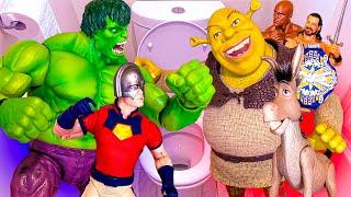 TOILET Action Figure Match! HULK vs SHREK Multiversal Championship!