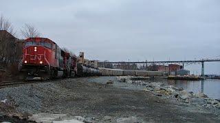 CN trains with car carriers for Autoport, Dartmouth NS 1991-2016