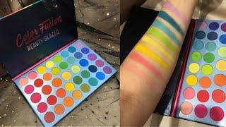 Beauty Glazed Color Fusion palette Review || Demo + Swatches || Eye look creation ||