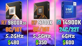 RYZEN 7 9800X3D vs RYZEN 7 9700X vs INTEL i9-14900K | Test in 6 Games