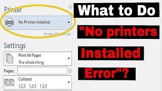 What to do if you get "No Printers Installed" Error in MS Word, Excel, PowerPoint?#noprintersinstall