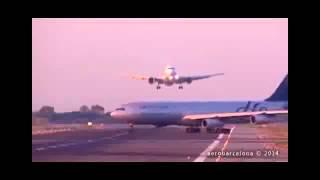 FULL HD UTair Aviation 767 300 NEAR MISS GO AROUND at Barcelona El Prat1