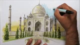 architectural sketching Taj Mahal