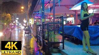 Pattaya 4K Walk. Heavy rain in Soi BuaKhao Area. Soi Honey, Soi LK METRO. May 2024.