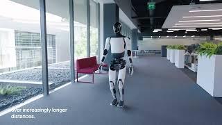 Tesla Optimus humanoid robot performing sorting batteries and walking inside Tesla Factory (5/2024)