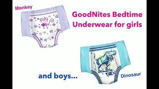 GoodNites Bedtime Underwear for girls and boys custom ad with "anime" (monkey and dinosaur design)