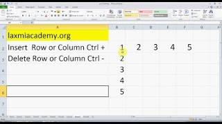 Excel: Shortcut key to insert and delete row