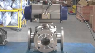 3 way Flanged Pneumatically Actuated Ball Valve