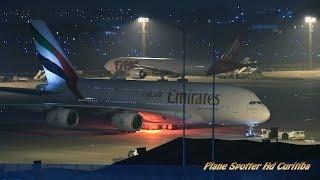 Decolagem na madrugada do maior avião de passageiros do mundo (Airbus A380)- GRU Airport