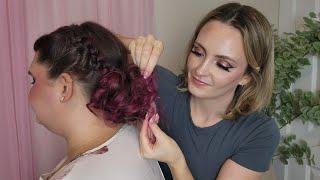 ASMR Perfectionist Wedding Hairstyle Low Curly Messy Bun | Hair Curling, Braiding, Finishing Touches