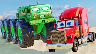 Episode 100 Special - McQueen Mack Truck VS Heavy 8X8 Monster Truck Mega Zombie Cars in BeamNG.drive