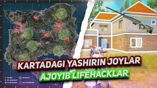 AJOYIB LIFEHACKLAR / KARTADAGI YASHIRIN JOYLAR / PUBG MOBILE SIRLARI