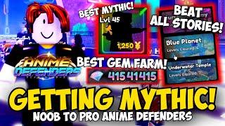 Noob To Pro: Best Gem Farm, First Mythic & Beating ALL STORY! Anime Defenders Day 3